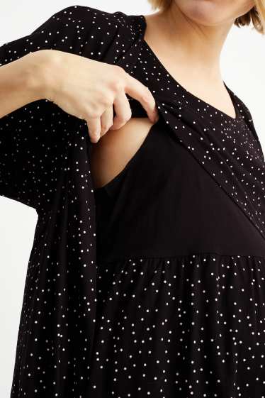 Dámské - Souprava - kojící noční košile a župan - 2dílná - černá