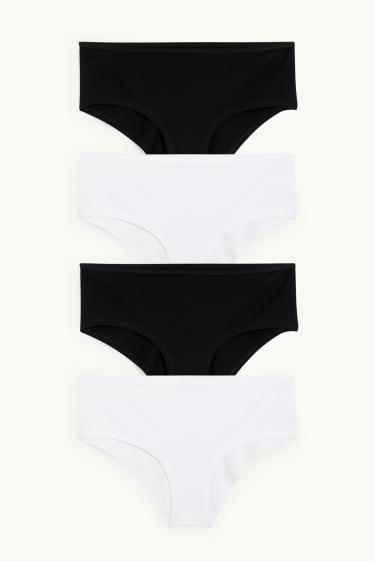 Damen - Multipack 4er - Hipster - weiss / schwarz