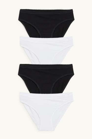 Women - Multipack of 4 - briefs - white / black