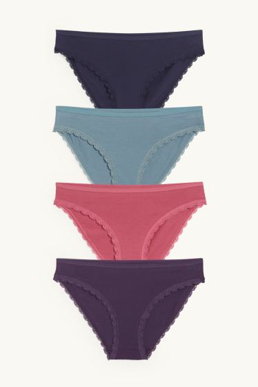 Damen - Multipack 4er - Slip - rosa / türkis