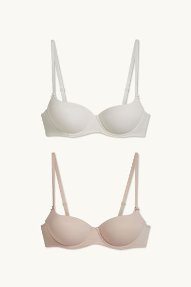 Damen - Multipack 2er - BH mit Bügel - FULL COVERAGE - wattiert - braun / cremeweiß