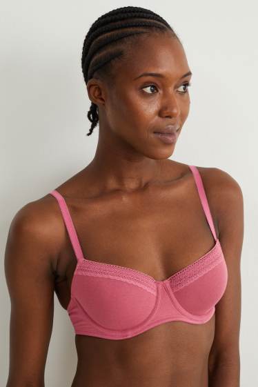 Dona - Paquet de 2 - sostenidors sense cèrcol - enconxats - negre/rosa