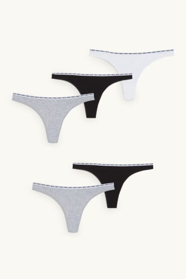 Femmes - Lot de 5 - strings - gris / noir