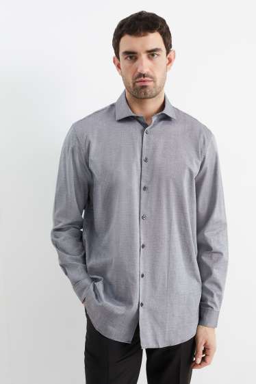 Home - Camisa formal - regular fit - cutaway - fàcil de planxar - gris