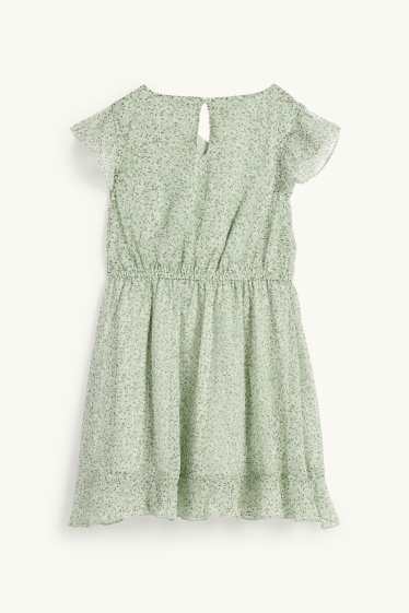 Kinderen: meisjes - Jurk van chiffon - gebloemd - mintgroen