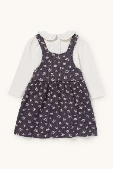 Bébés filles - Petites fleurs - ensemble bébé - 2 pièces - gris foncé