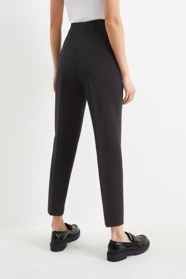 Women - Cloth trousers - high waist - tapered fit - black