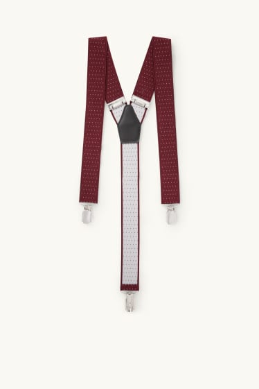 Uomo - Bretelle - pois - rosso scuro