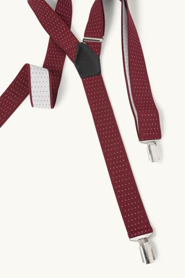 Uomo - Bretelle - pois - rosso scuro