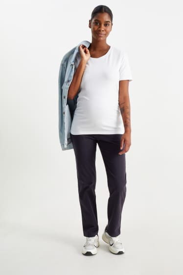 Dámské - Těhotenské kalhoty chino s páskem - slim fit - tmavomodrá