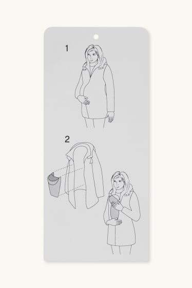 Dámské - Těhotenská parka s kapucí - nosící - šedá