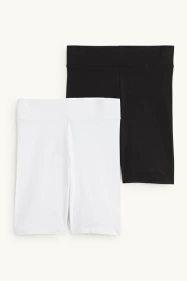 Femmes - Lot de 2 - short cycliste basique - blanc / noir
