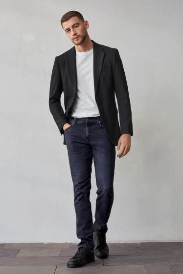 Herren - Baukasten-Sakko - Regular Fit - Flex - LYCRA® - Mix & Match - schwarz