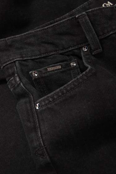 Women - Wide leg jeans - high waist - denim-dark gray