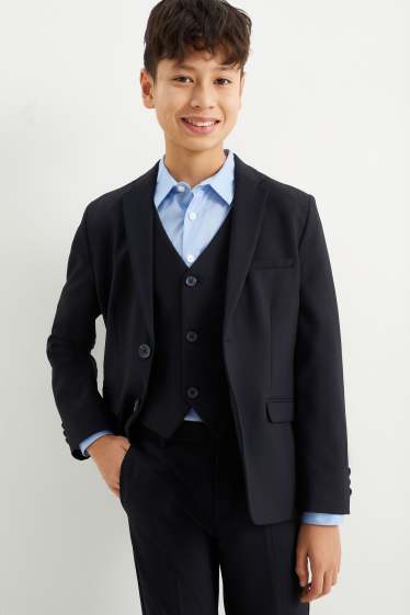 Děti - chlapci - Oblekové sako - stretch - LYCRA® - tmavomodrá
