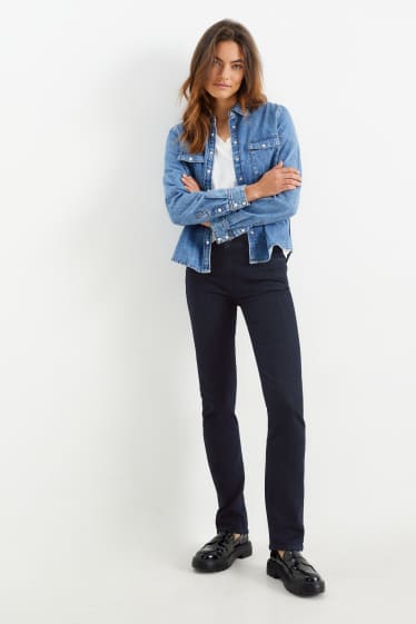 Dámské - Premium Denim by C&A - straight jeans - mid waist - LYCRA® - džíny - tmavomodré
