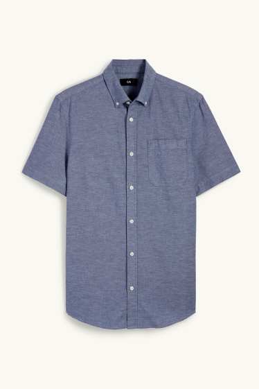 Bărbați - Cămașă Oxford - regular fit - guler cu nasturi - albastru închis