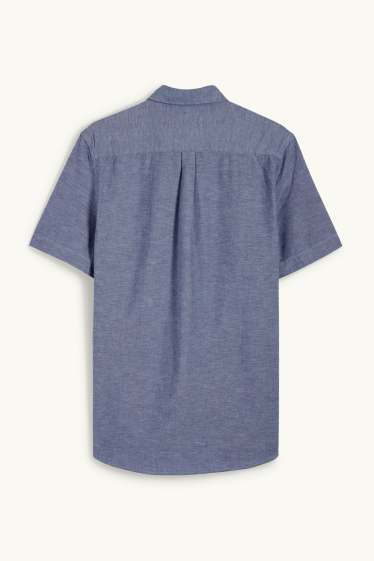 Bărbați - Cămașă Oxford - regular fit - guler cu nasturi - albastru închis