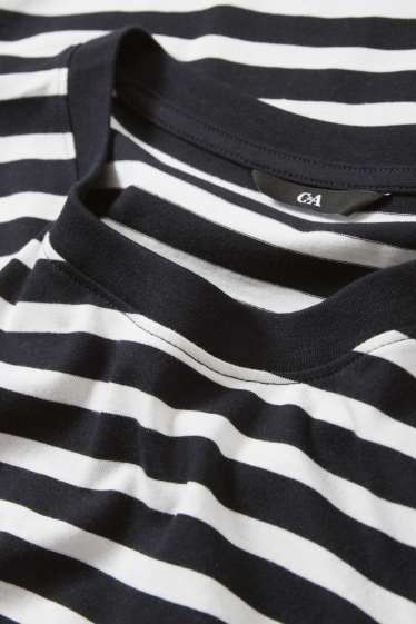 Pánské - Tričko - pruhované - tmavomodrá / krémově bílá