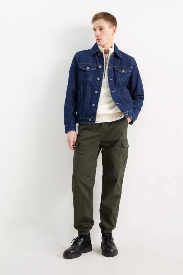 Hommes - Pantalon cargo - regular fit - LYCRA® - jean vert