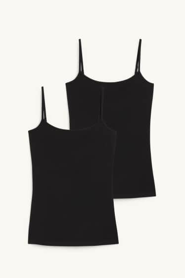 Damen - Multipack 2er - Basic-Top - schwarz / schwarz