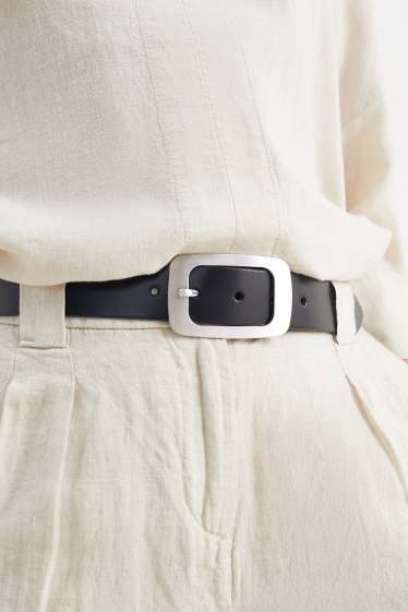 Femmes - Ceinture en cuir - noir