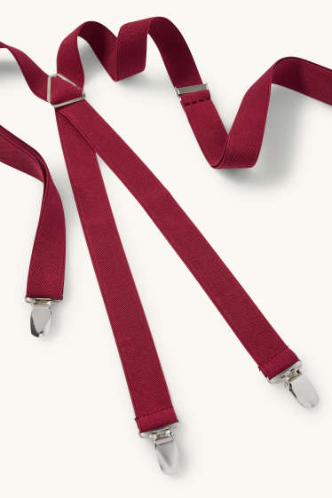 Men - Braces - dark red