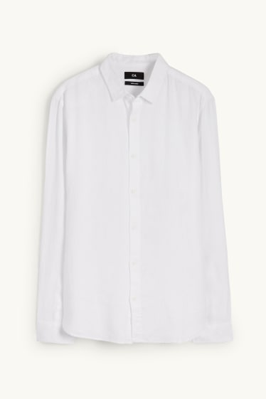 Men - Linen shirt - regular fit - Kent collar - white