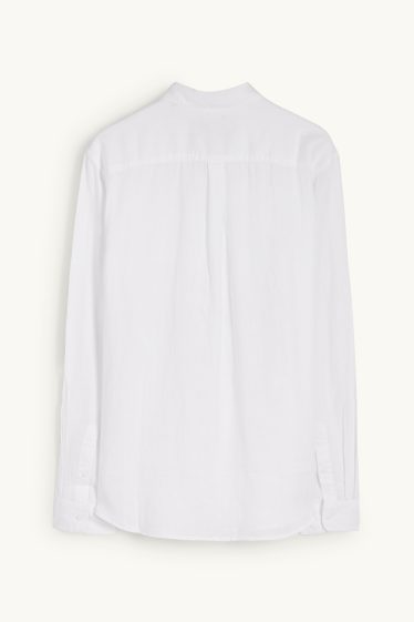 Men - Linen shirt - regular fit - Kent collar - white
