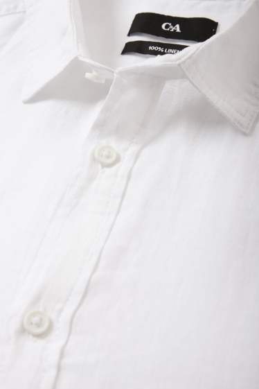 Men - Linen shirt - regular fit - Kent collar - white