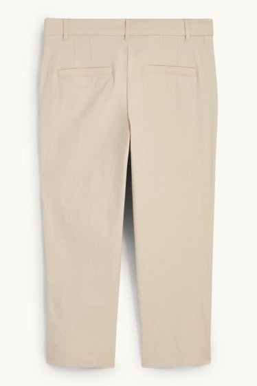 Dámské - Capri kalhoty - mid waist - slim fit - světle béžová