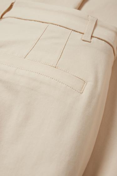 Dámské - Capri kalhoty - mid waist - slim fit - světle béžová
