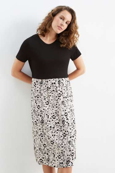 Damen - Umstandskleid - 2-in-1-Look - hellbeige
