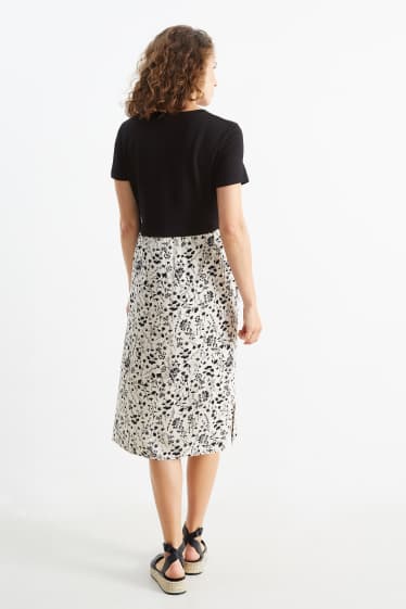 Damen - Umstandskleid - 2-in-1-Look - hellbeige