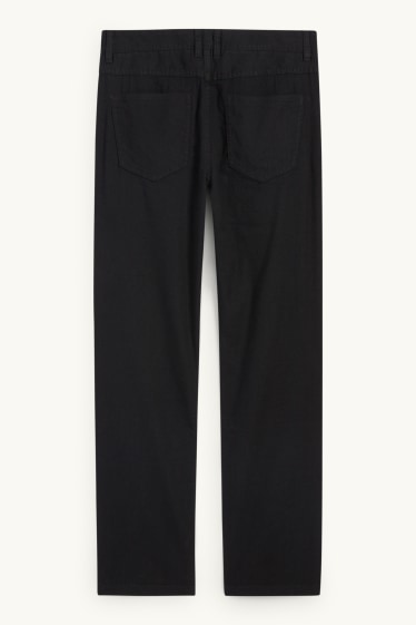 Pánské - Kalhoty - regular fit - lněná směs - černá