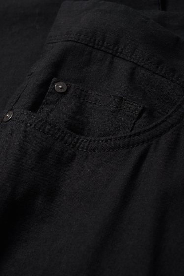 Pánské - Kalhoty - regular fit - lněná směs - černá