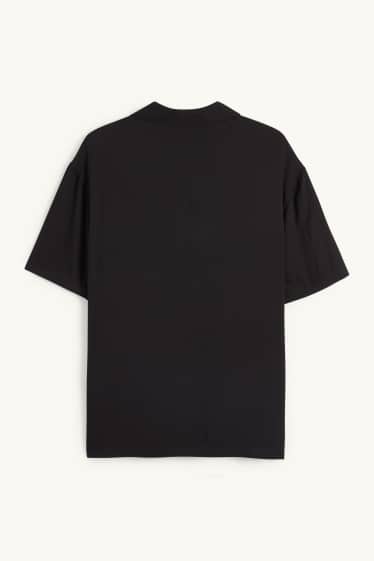 Bărbați - Cămașă - relaxed fit - guler cu rever - negru