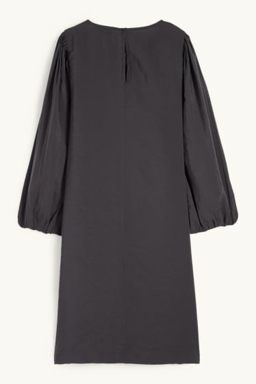 Damen - Kleid mit Puffärmeln - dunkelgrau