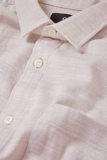 Men - Shirt - regular fit - Kent collar - light beige