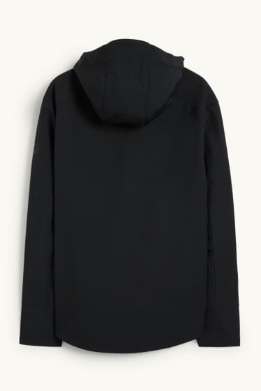 Hommes - Veste softshell à capuche - déperlante - 4 Way Stretch - noir