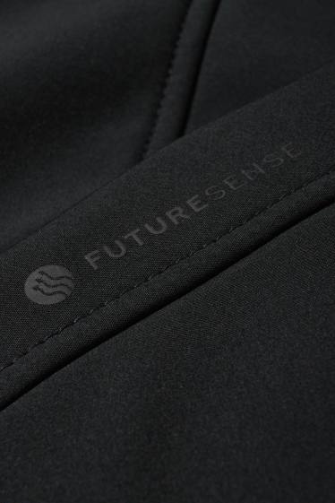 Hommes - Veste softshell à capuche - déperlante - 4 Way Stretch - noir