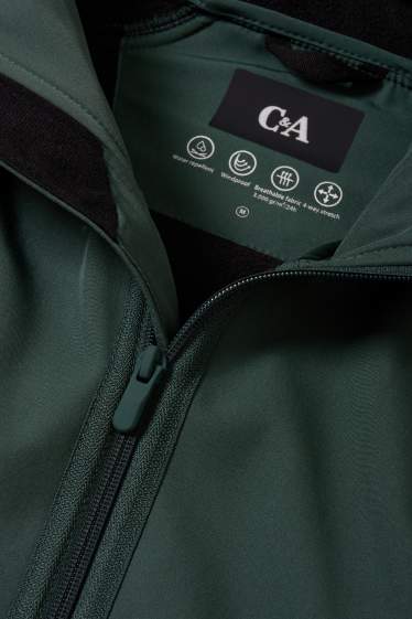 Men - Softshell jacket with hood - water-repellent - 4-Way Stretch - green