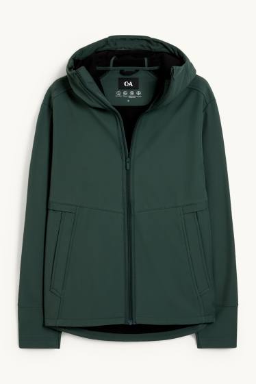 Men - Softshell jacket with hood - water-repellent - 4-Way Stretch - green