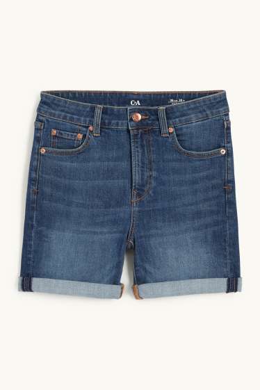 Women - Denim shorts - mid-rise waist - LYCRA® - denim-dark blue