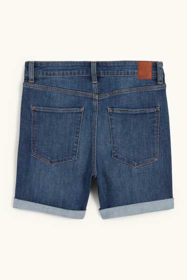 Women - Denim shorts - mid-rise waist - LYCRA® - denim-dark blue