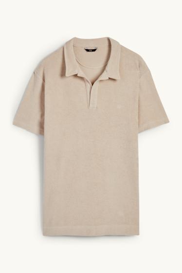 Hommes - Polo en éponge - beige