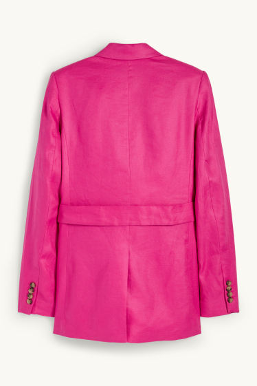 Femmes - Longblazer de bureau en lin - regular fit - rose