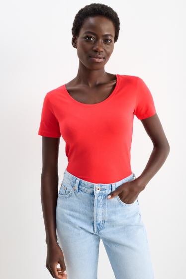 Damen - Basic-T-Shirt - rot