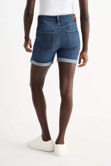 Women - Denim shorts - mid-rise waist - LYCRA® - denim-dark blue