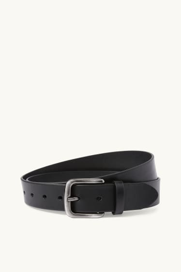 Men - Leather belt - black